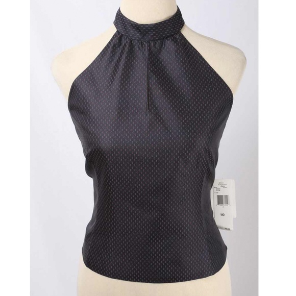 Nine West Tops - Nine West Navy & Red Dotted Silk Halter Top NWT